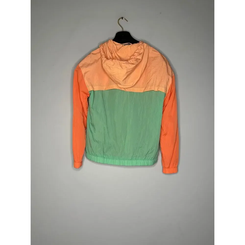 Mother Denim The Triple Shade Orange & Green Zip-Up Hooded Jacket, Size XS NWT